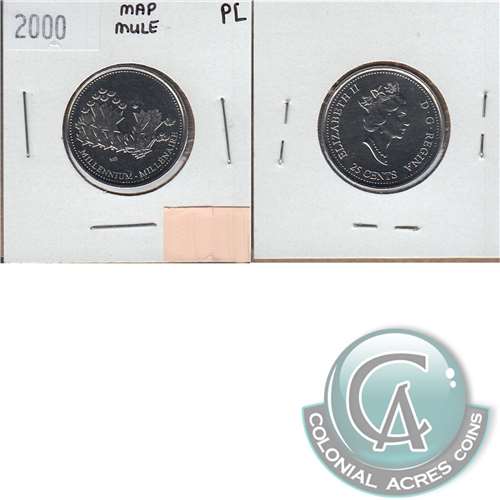 2000 Map Mule Canada 25-cents Proof Like $