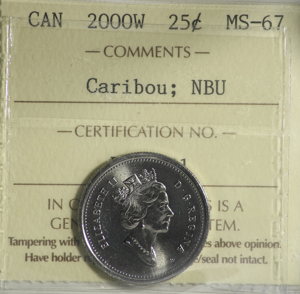 2000W Canada 25-cents ICCS Certified MS67 NBU