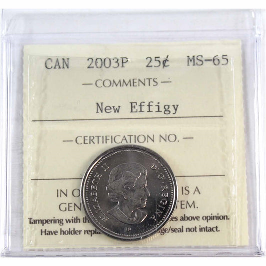 2003P New Effigy Canada 25-cents ICCS Certified MS-65