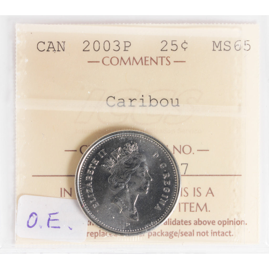 2003P Old Effigy Canada 25-cents ICCS Certified MS65