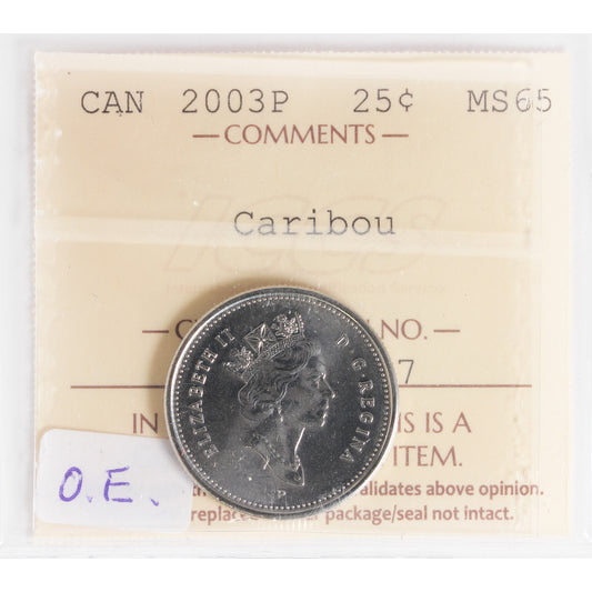 2003P Old Effigy Canada 25-cents ICCS Certified MS-65