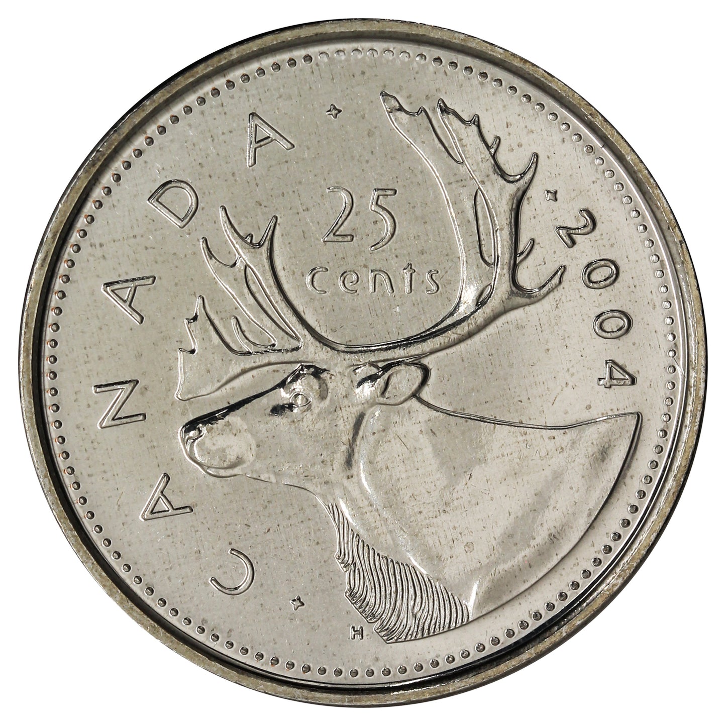 2004P Caribou Canada 25-cents Brilliant Uncirculated (MS63)
