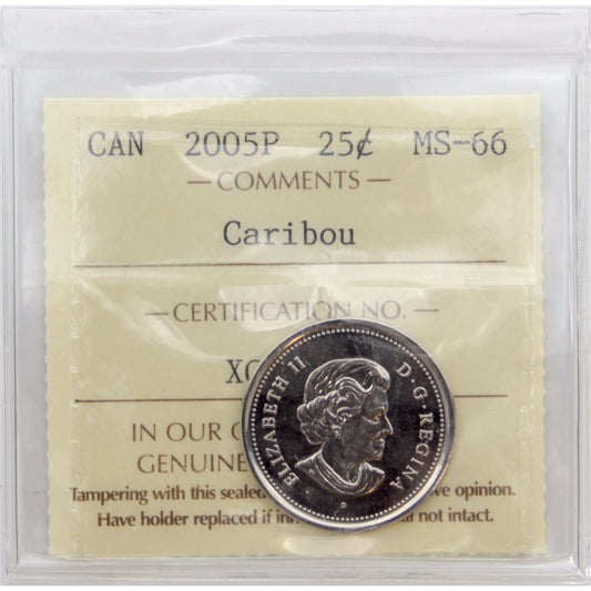 2005P Caribou Canada 25-cents ICCS Certified MS66
