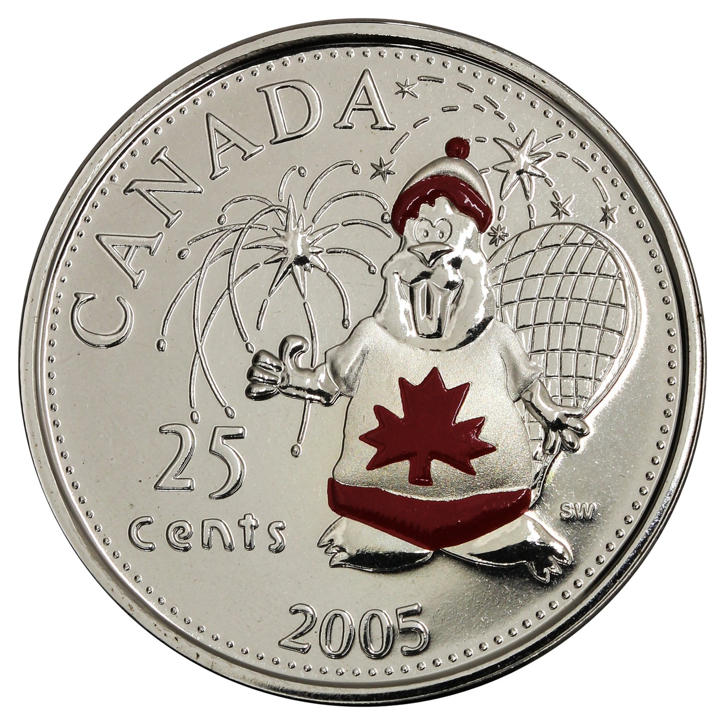 2005P Coloured Canada Day 25-cents Proof Like