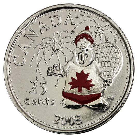 2005P Coloured Canada Day 25-cents Proof Like