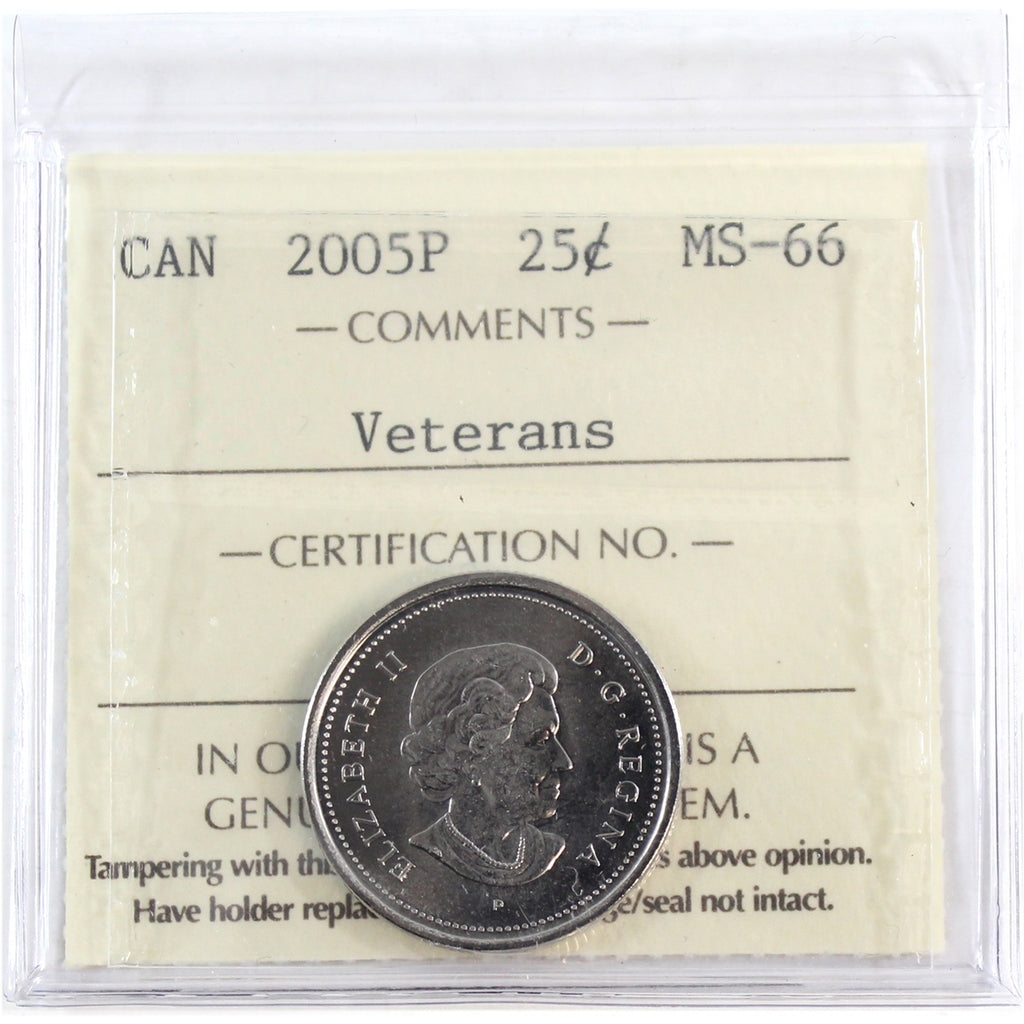 2005P Veterans Canada 25-cents ICCS Certified MS66
