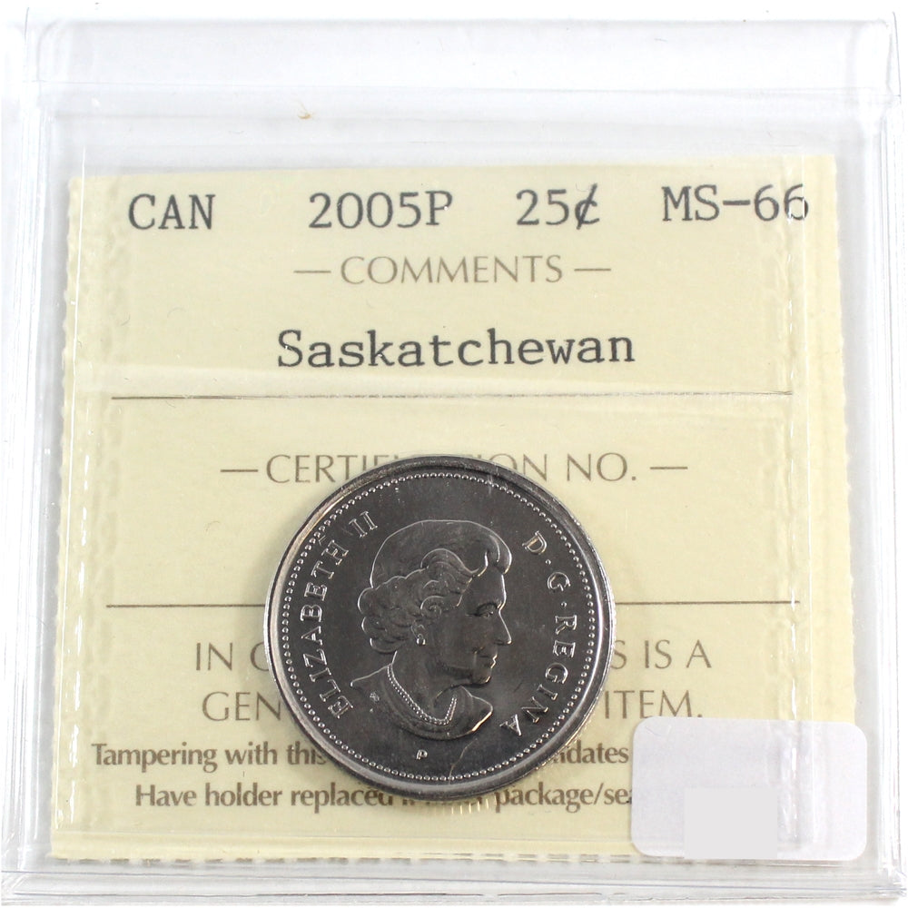 2005P Saskatchewan Canada 25-cents ICCS Certified MS66