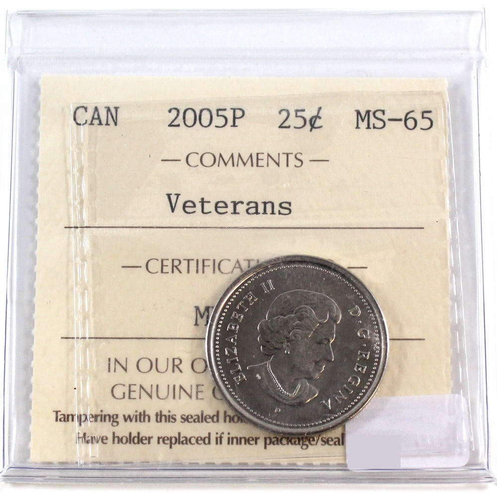 2005P Veterans Canada 25-cents ICCS Certified MS65