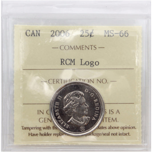 2006 RCM Logo Canada 25-cents ICCS Certified MS66