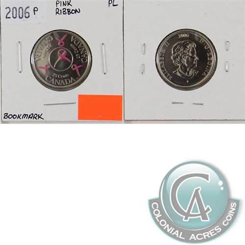 2006P Pink Ribbon from Bookmark Canada 25-cents Proof Like
