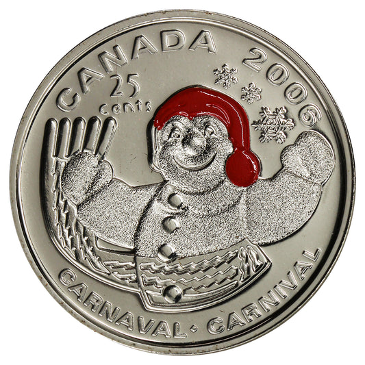 2006P Coloured Quebec Carnival Canada 25-cents Proof Like