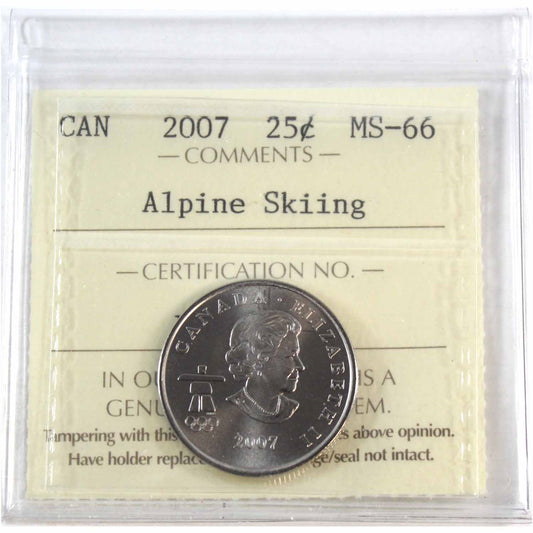 2007 Alpine Skiing Canada 25-cents ICCS Certified MS66