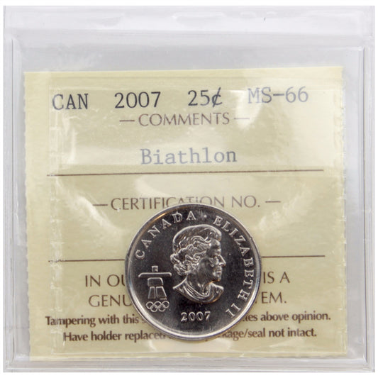 2007 Biathlon Canada 25-cents ICCS Certified MS66
