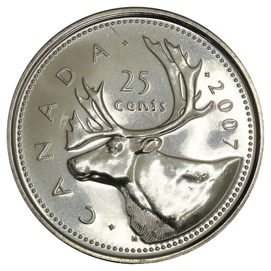 2007 Caribou Canada 25-cents Brilliant Uncirculated (MS63)