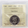 2007 Caribou Canada 25-cents ICCS Certified MS64
