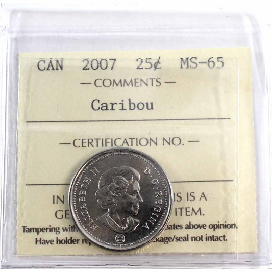 2007 Caribou Canada 25-cents ICCS Certified MS65