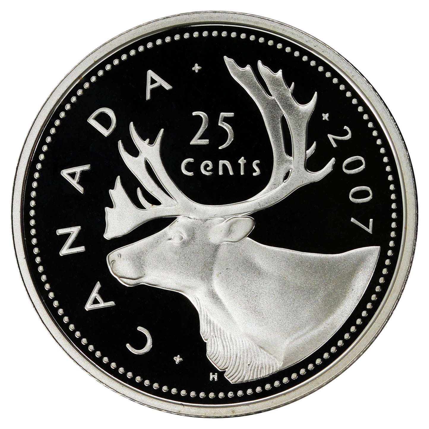 2007 Caribou Canada 25-cents Silver Proof