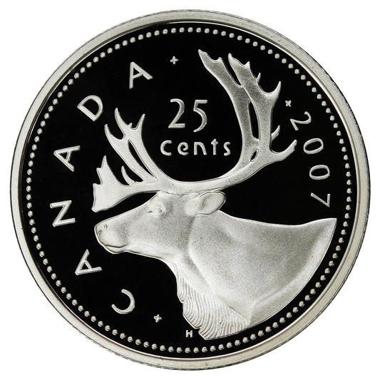 2007 Caribou Canada 25-cents Silver Proof