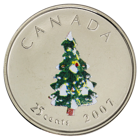2007 Coloured Christmas Tree Canada 25-cents Proof Like