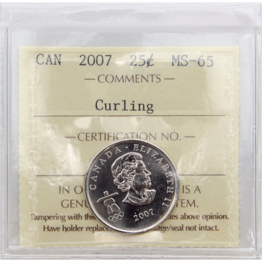 2007 Curling Canada 25-cents ICCS Certified MS65