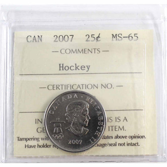 2007 Hockey Canada 25-cents ICCS Certified MS65