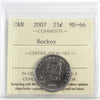 2007 Hockey Canada 25-cents ICCS Certified MS66