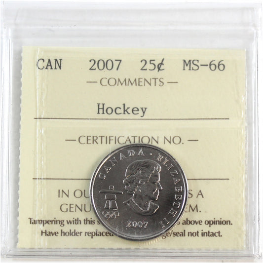 2007 Hockey Canada 25-cents ICCS Certified MS66