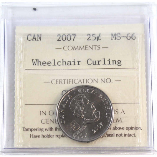 2007 Wheelchair Curling Canada 25-cents ICCS Certified MS66
