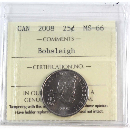 2008 Bobsleigh Canada 25-cents ICCS Certified MS66