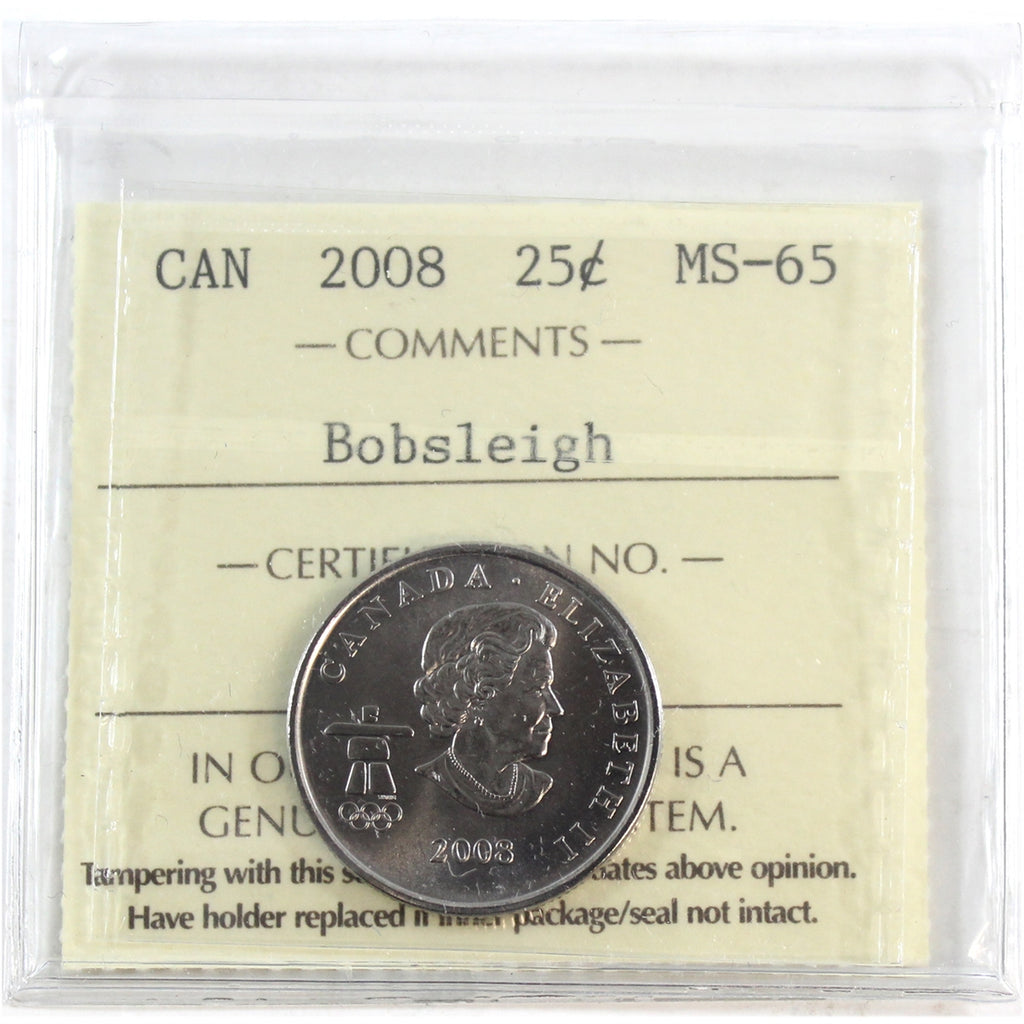 2008 Bobsleigh Canada 25-cents ICCS Certified MS65