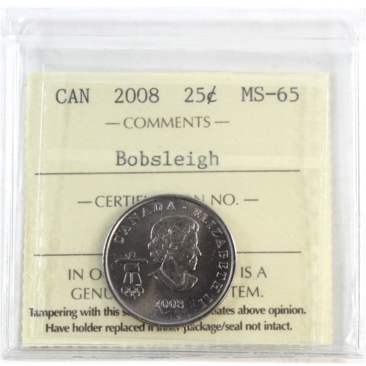 2008 Bobsleigh Canada 25-cents ICCS Certified MS65