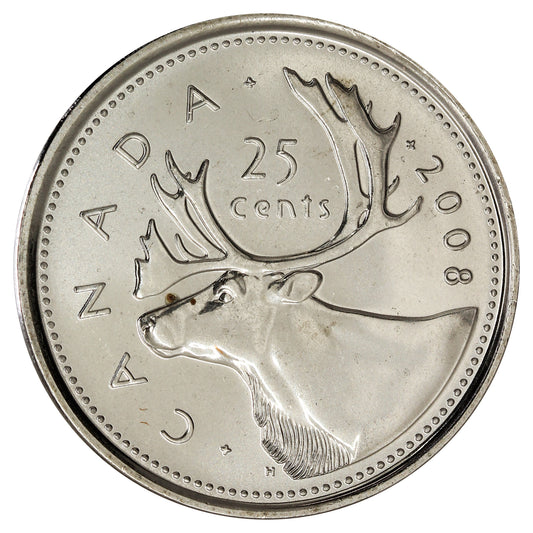 2008 Caribou Canada 25-cents Brilliant Uncirculated (MS63)