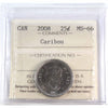 2008 Caribou Canada 25-cents ICCS Certified MS66