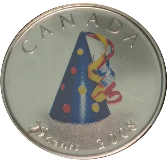 2008 Coloured Birthday Canada 25-cents Proof Like