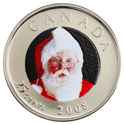 2008 Coloured Santa Canada 25-cents Proof Like
