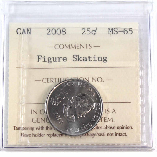 2008 Freestyle Skiing Canada 25-cents ICCS Certified MS65