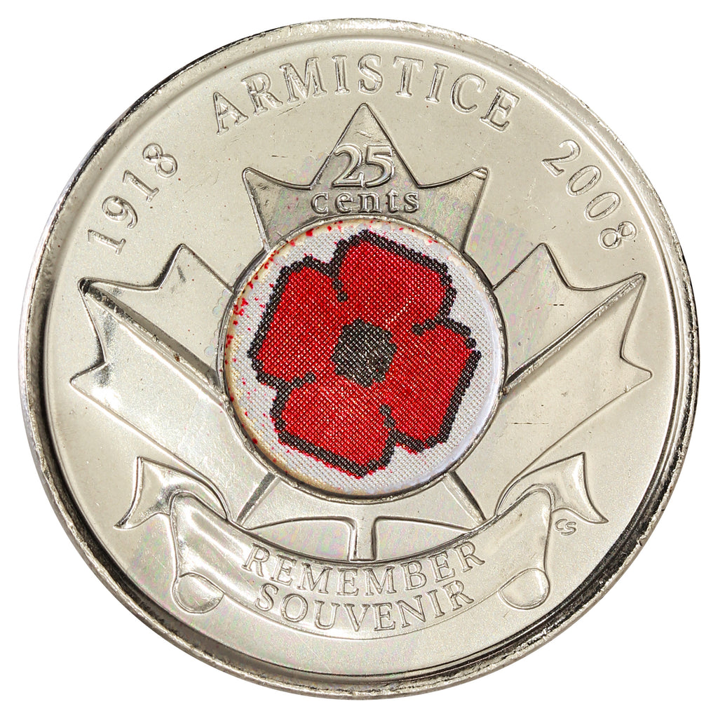 2008 Poppy Canada 25-cents Brilliant Uncirculated (MS63)