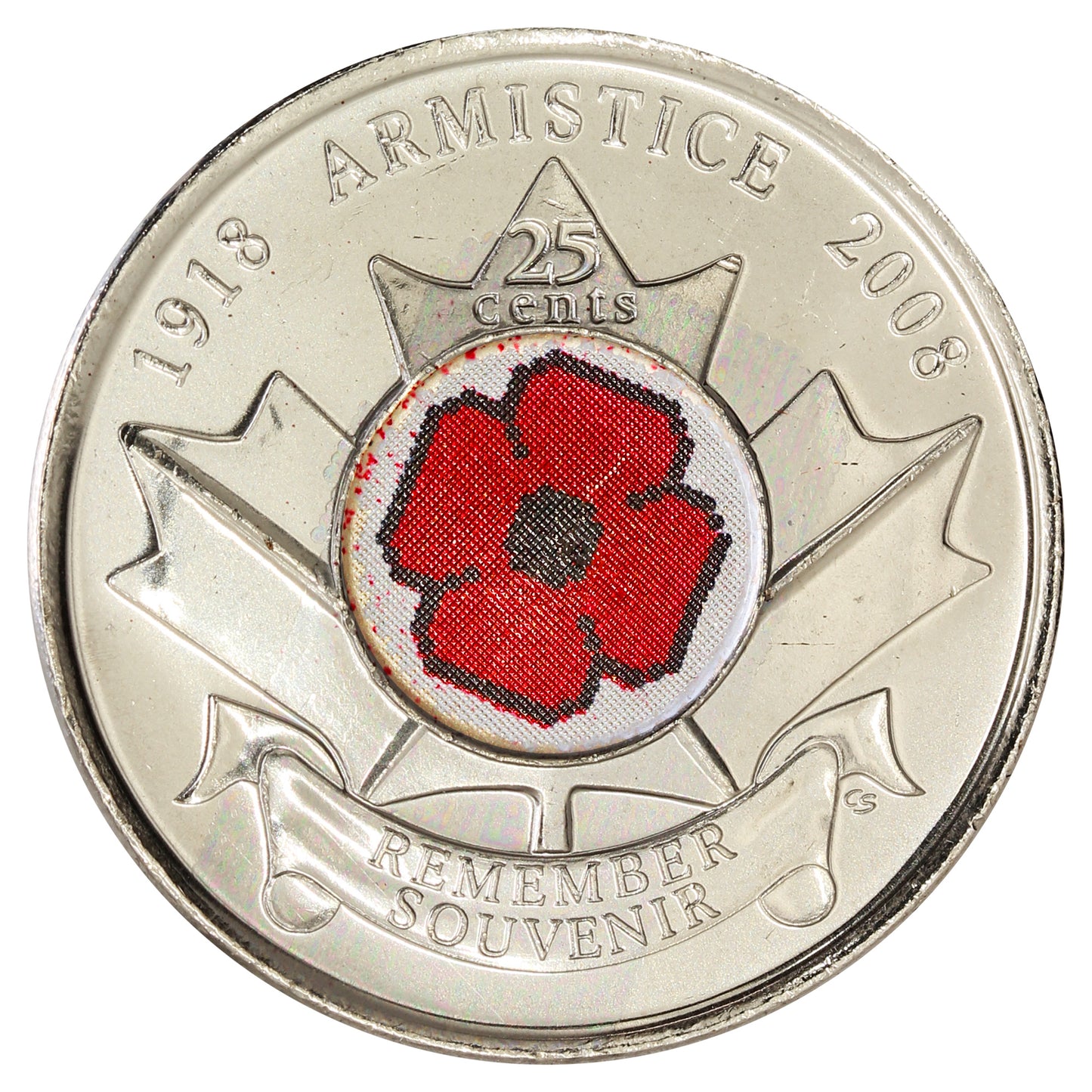 2008 Poppy Canada 25-cents Brilliant Uncirculated (MS63)