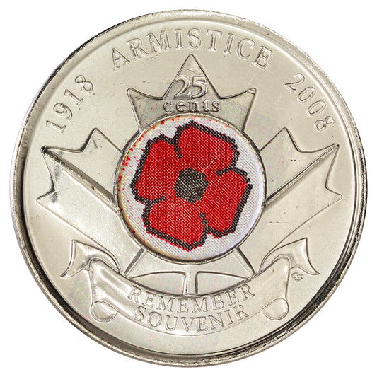 2008 Poppy Canada 25-cents Brilliant Uncirculated (MS63)