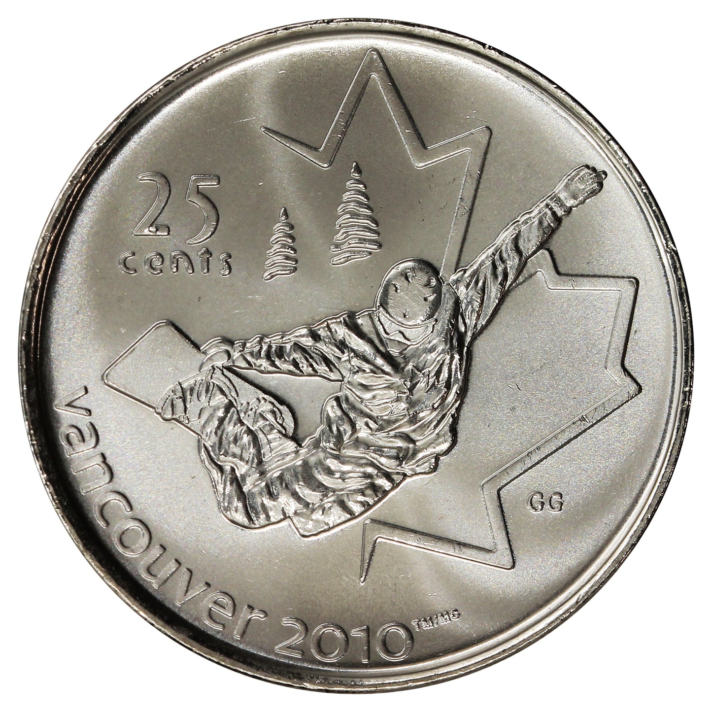2008 Snowboarding Canada 25-cents Brilliant Uncirculated (MS63)