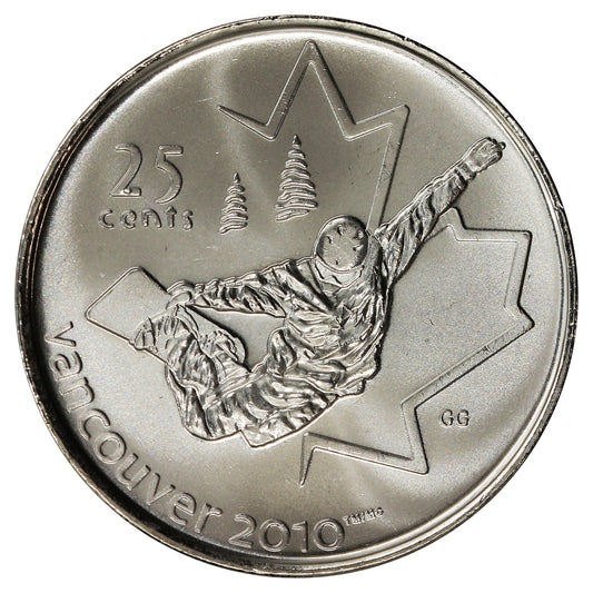 2008 Snowboarding Canada 25-cents Brilliant Uncirculated (MS63)