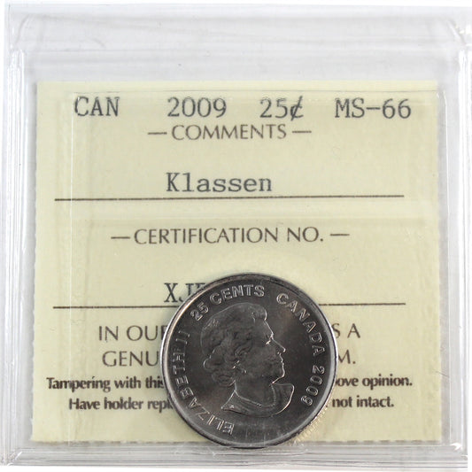2009 Cindy Klassen Canada 25-cents ICCS Certified MS66