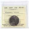 2009 Coloured Cindy Klassen Canada 25-cents ICCS Certified MS64
