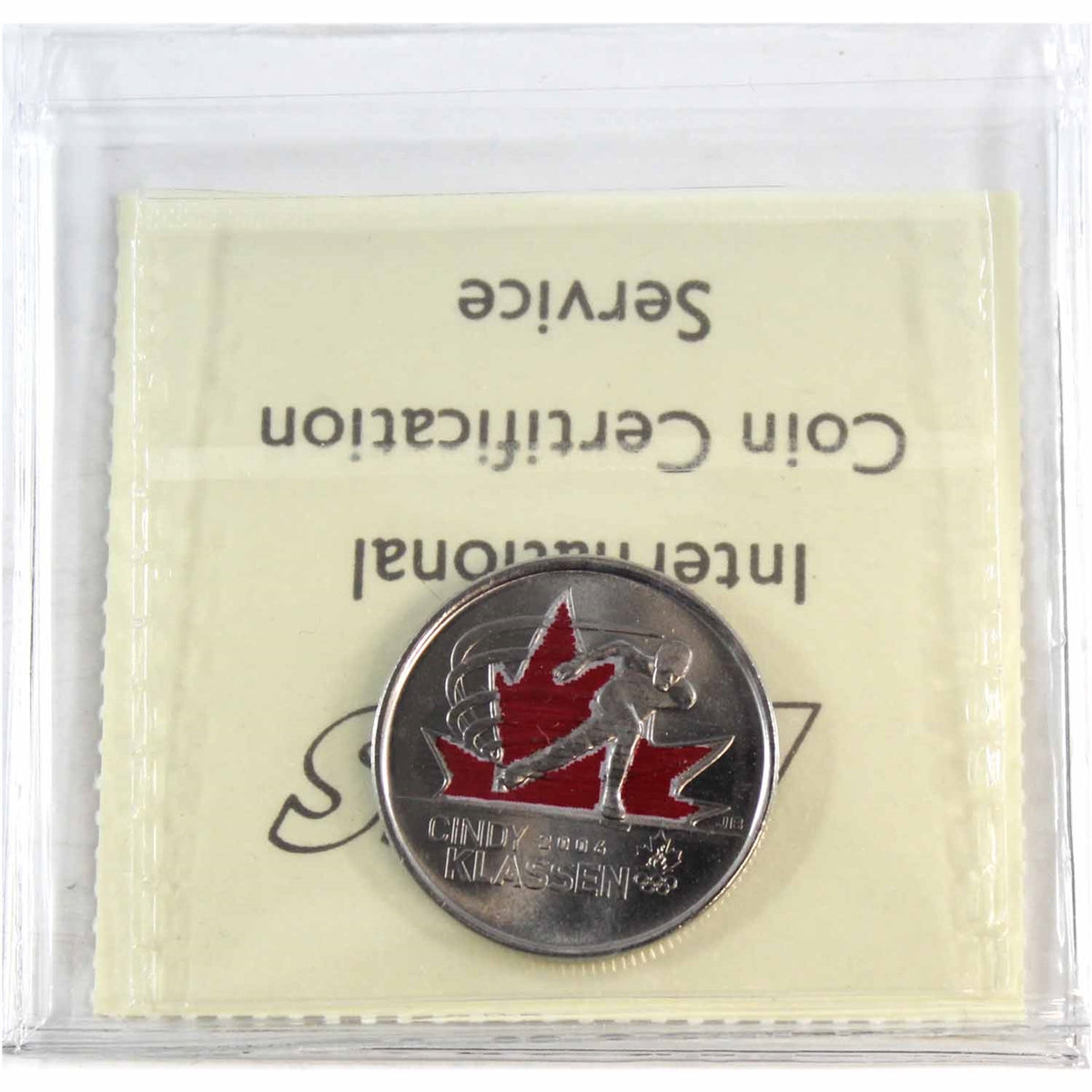 2009 Coloured Cindy Klassen Canada 25-cents ICCS Certified MS65