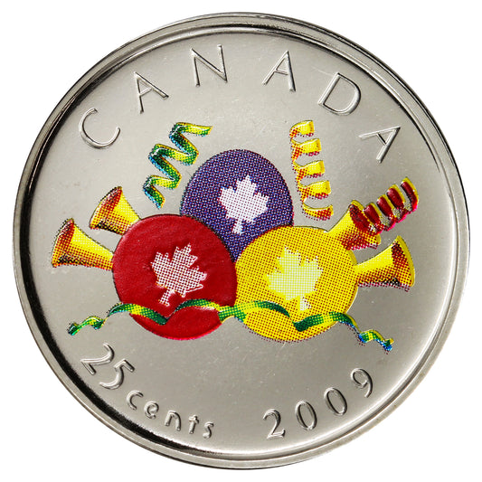 2009 Coloured Birthday Canada 25-cents Proof Like