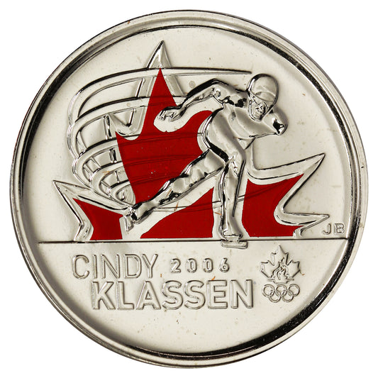 2009 Coloured Cindy Klassen Canada 25-cents Proof Like