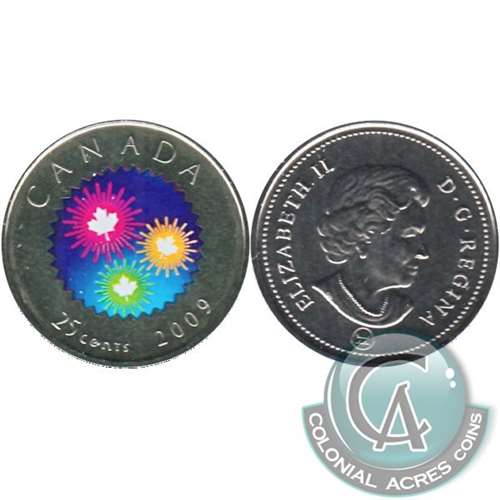 2009 Coloured Congratulations Canada 25-cents Proof Like