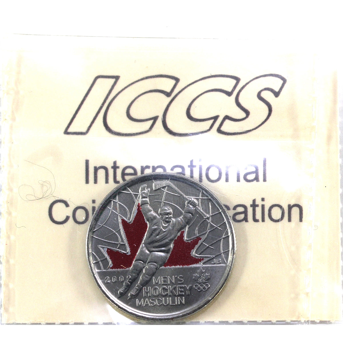 2009 Coloured Men's Hockey, Raised 2 Canada 25-cents ICCS Certified MS64