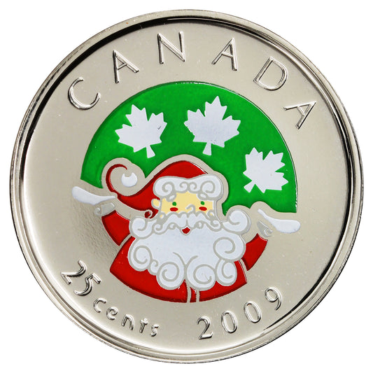 2009 Coloured Santa Canada 25-cents Proof Like