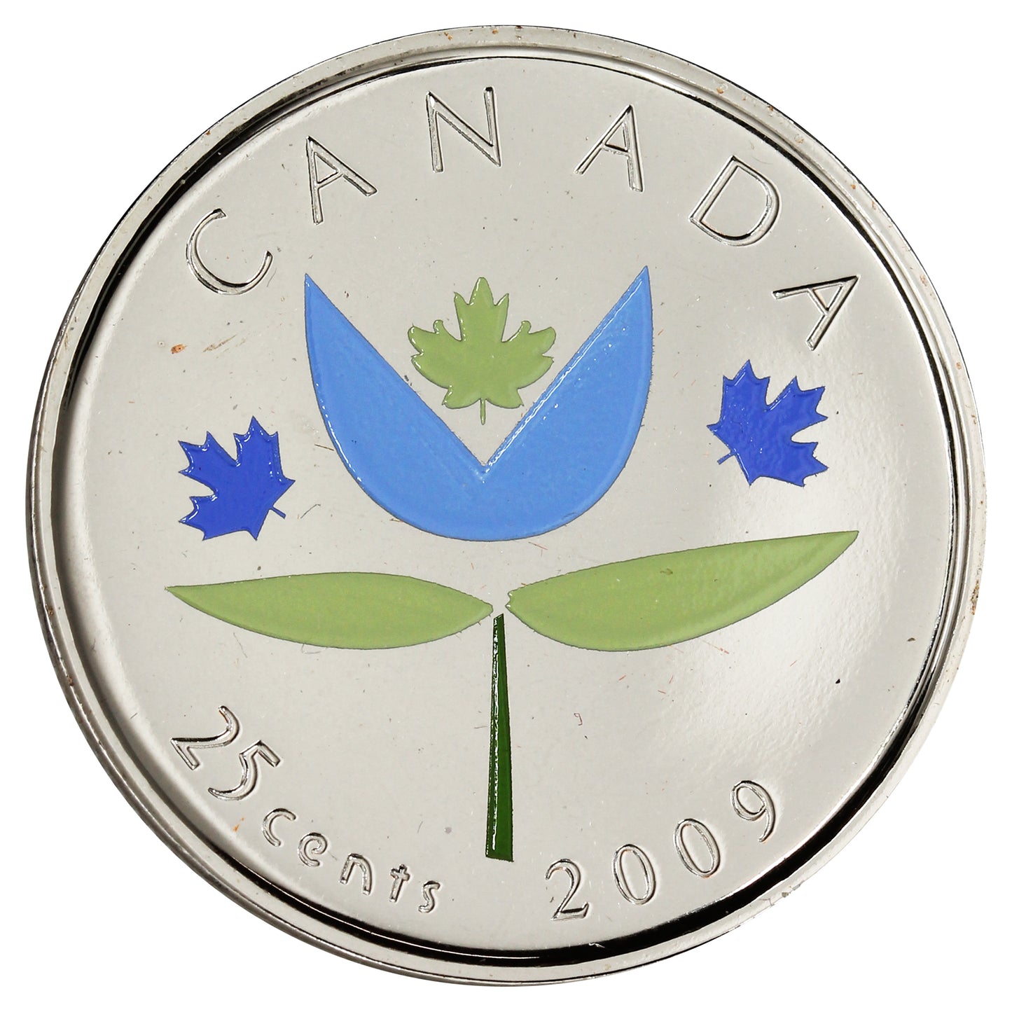 2009 Coloured Thank You Canada 25-cents Proof Like